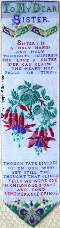 Bookmark with words and motif of flowers