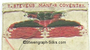 T. Stevens Manufacturer Coventry credit woven in the back top turnover of this bookmark