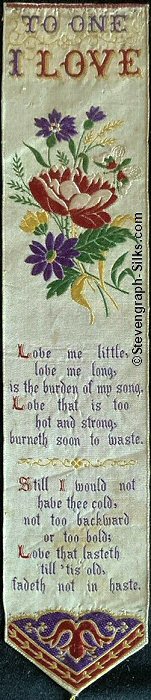 Bookmark with words To One I Love and bunch of flowers