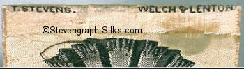 Stevens logo, together with Welch & Lenton, on the reverse top turn-over of this bookmark