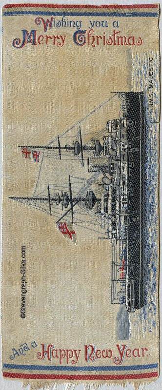 Bookmark with title words and image of the ship, HMS Majestic