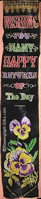 Bookmark with words and image of pansie flowers