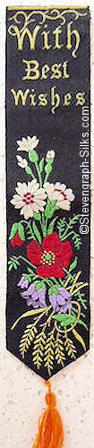 Bookmark with words With Best Wishes and motif of flowers