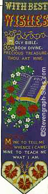 Same bookmark with different, blue silk and background colours