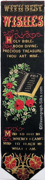 Bookmark with straigthforward words and image of Holy Bible