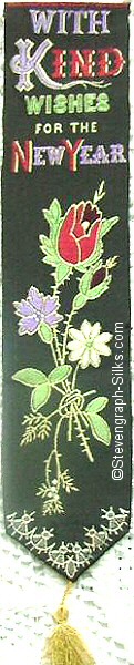 Bookmark with words and image of red rose and other flowers