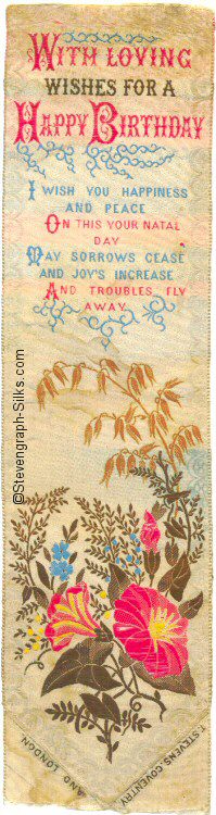 Bookmark with words and image of flowers, wheat ears and ferns