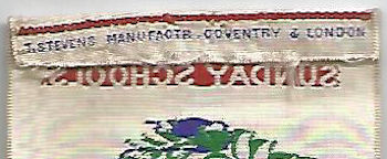 Stevens signature on reverse top turnover of this ribbon