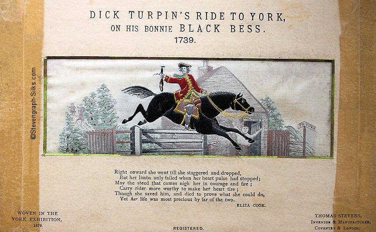 Image of Dick Turpin jumping a toll gate on his horse Black Bess