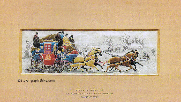 Stage coach with four horses and passengers