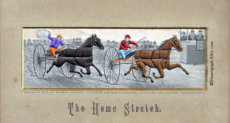 The Home Stretch of two horses and American type trotting carts