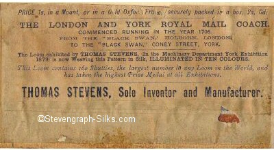 single title reverse label, belonging to the Royal Mail coach, not Stephenson's Triumph