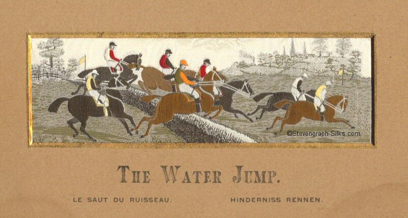 Image of normal Steven's THE WATER JUMP, but with three titles printed on card mount