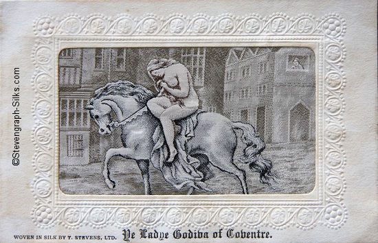 Image of The Lady Godiva riding on horseback