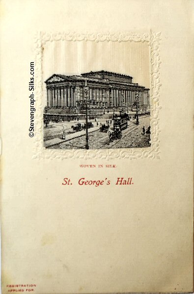Small silk of St. George's Hall, Liverpool, mounted in a large card