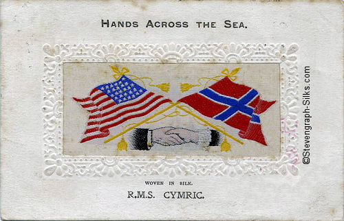 image of man's and woman's hands, tassles and flags of the USA and Norway