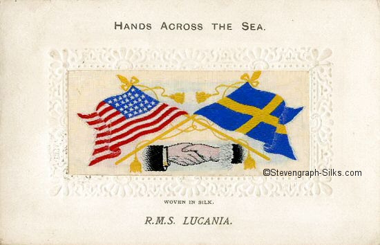 Image of US and Swedish flags, with man's and woman's hands