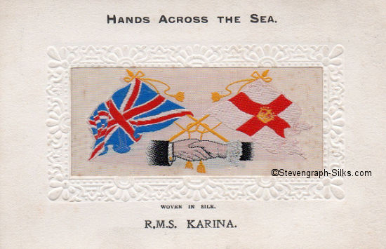 image of British and African SteamShip company flags, and man's and woman's hands