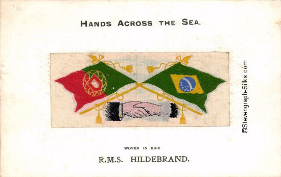 image of Republic of Portugal and Brazil flags with man's and woman's hands, with english writing