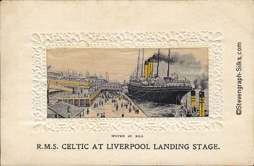 Ocean liner along side port, with passangers awaiting to embark