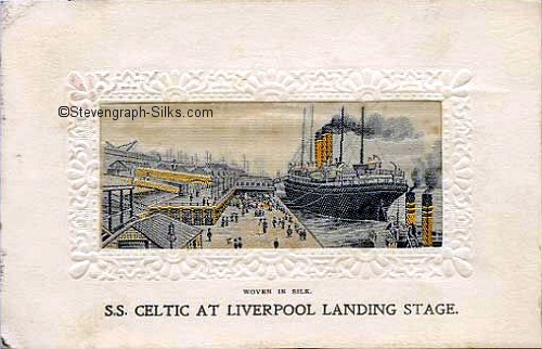 Stern view of ocean liner along side Liverpool docks