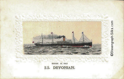 Ocean liner making waves, with one funnel and four masts