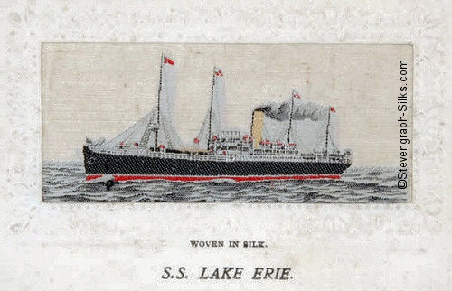 Coastal ship with one funnel and four masts