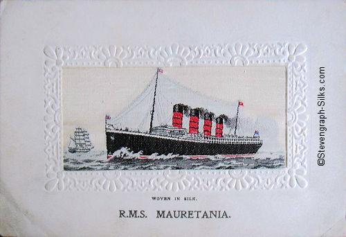 Ocean liner with four funnels and two masts