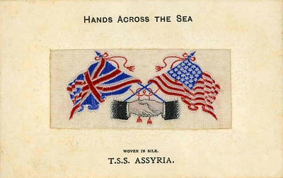 Hands Across the Sea silk postcard