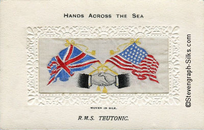 Hands Across the Sea postcard, with italic printing