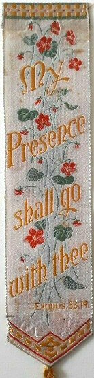 same woven bookmark with different coloured words