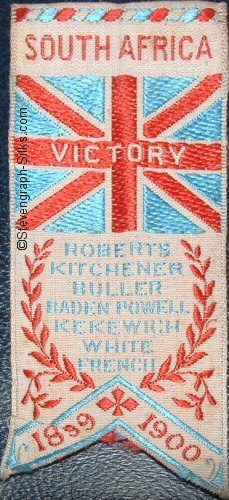 Bookmark type favour with title words and names of seven British military personnel involved in the Campaign