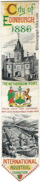 Bookmark with words, image of The Netherbow Port, Edinburgh, and Edinburgh Coat of Arms