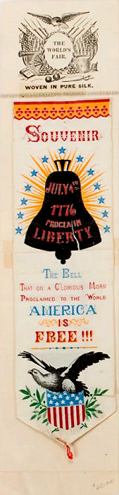 bookmark with woven words and image of the Liberty Bell