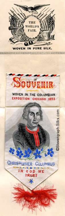 Bookmark with words and portrait of Christopher Columbus