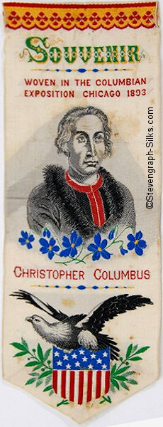 Bookmark with words and portrait of Christopher Columbus