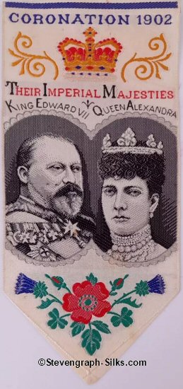 Bookmark with words and portrait images of King Edward VII and Queen Alexandra