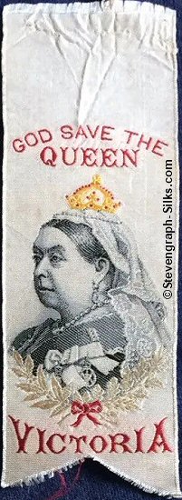 loose ribbon with portrait of Queen Victoria, and words