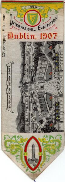 Bookmark with title words, image of exhibition and image title of DUBLIN EXHIBITION, 1907