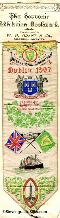Bookmark with title words, image of Dublin Coat-of-Arms, words of short verse, flags and ship