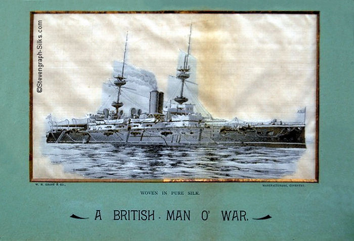 British battle ship (HMS Illustrious), with printed title A British Man O' War.