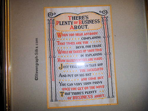 woven silk with title words, and inspirational verse