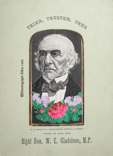The Right Hon. W.E. Gladstone, M.P. (with flowers)