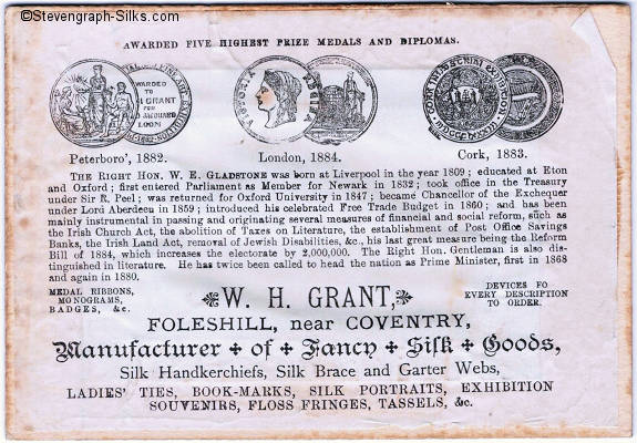 reverse label, giving history of Gladstone