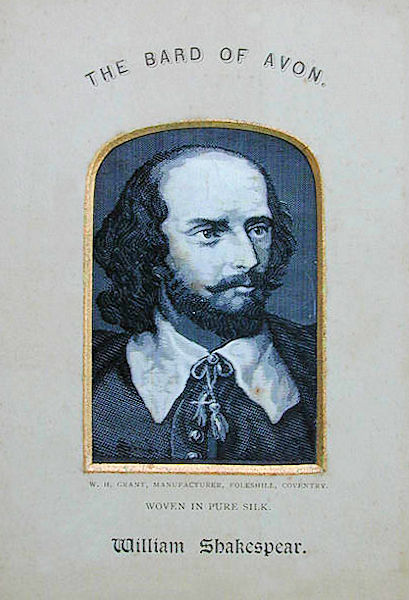 Portrait of William Shakespeare - but title on card is mis-spelt