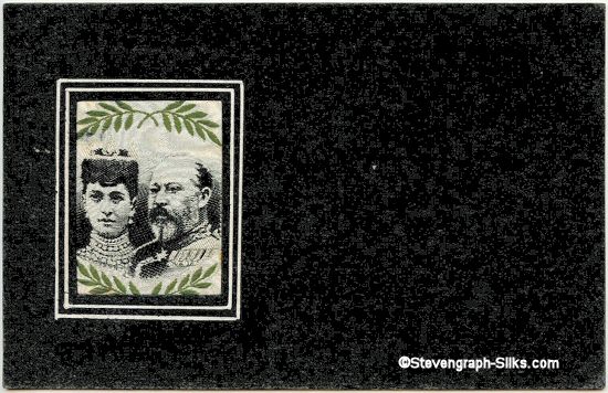 woven postcard with portrait image of King Edward VII and Queen Alexandra