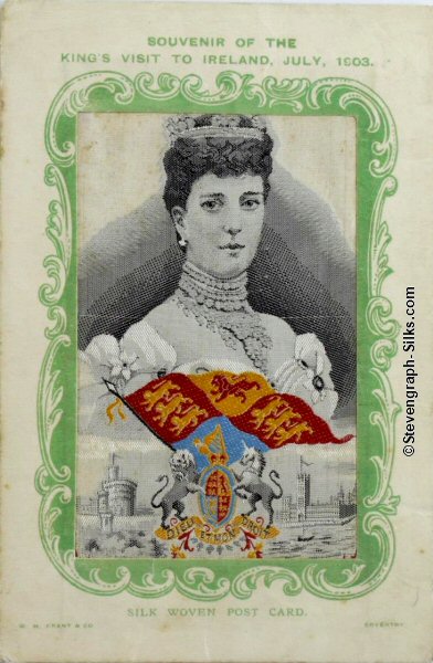 Colour image of Her Majesty Queen Alexandra, with title words printed at top of card