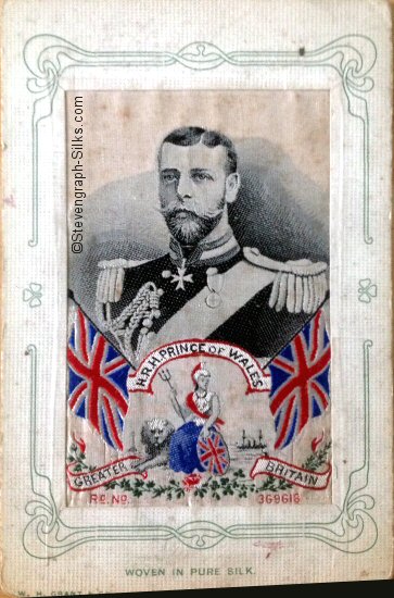 postcard version of H.R.H. Prince of Wales silk portrait