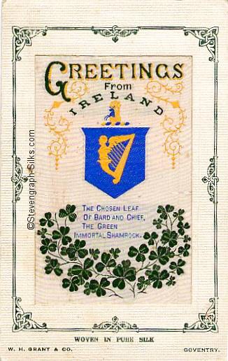 Colour image of Irish emblem, shamrock and poem.