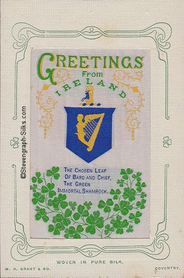 Colour image of Irish emblem, shamrock and poem.
